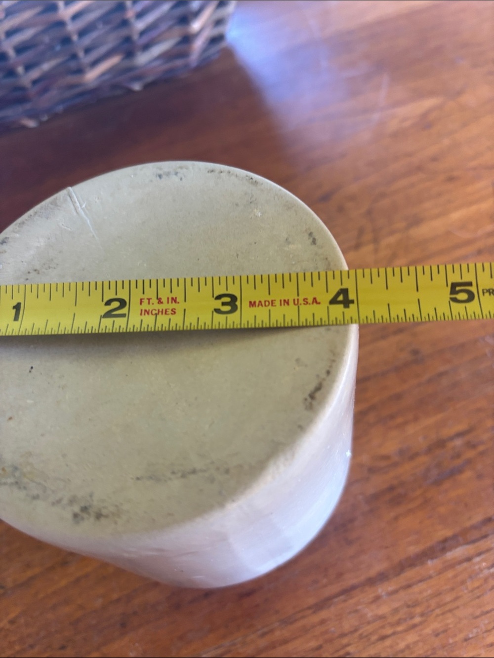 Vintage LAB-Langny French beige glazed pottery 4 3/4” mustard pot - Picture 8 of 9